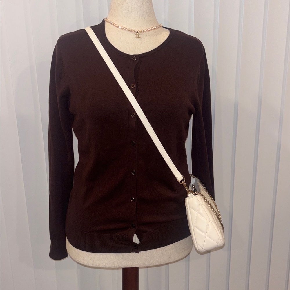 August silk silk blend chocolate brown sweater size medium